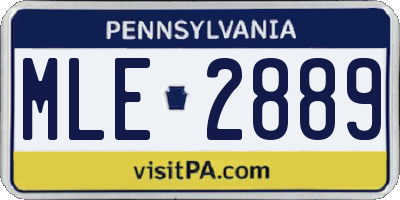 PA license plate MLE2889
