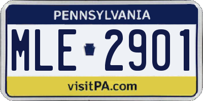 PA license plate MLE2901