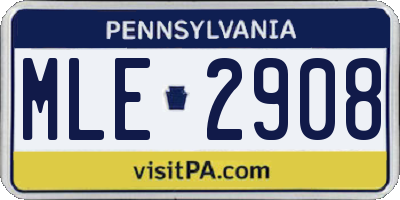 PA license plate MLE2908