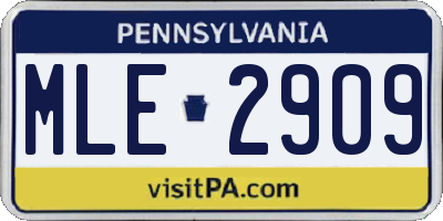 PA license plate MLE2909