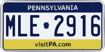 PA license plate MLE2916