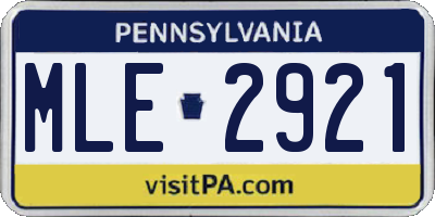 PA license plate MLE2921