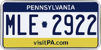 PA license plate MLE2922