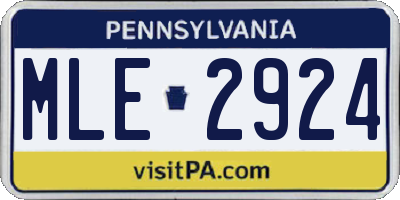 PA license plate MLE2924