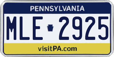 PA license plate MLE2925