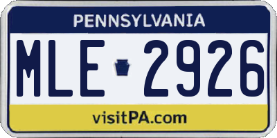 PA license plate MLE2926