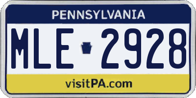 PA license plate MLE2928