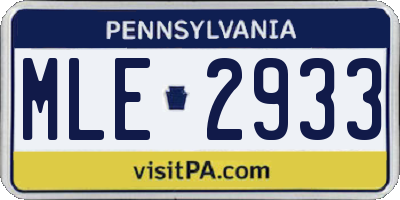 PA license plate MLE2933