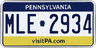 PA license plate MLE2934