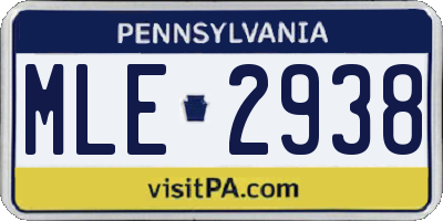 PA license plate MLE2938