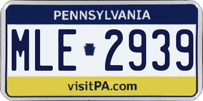PA license plate MLE2939