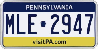 PA license plate MLE2947