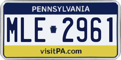 PA license plate MLE2961