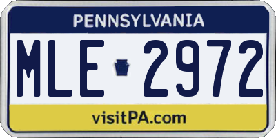 PA license plate MLE2972