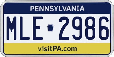 PA license plate MLE2986