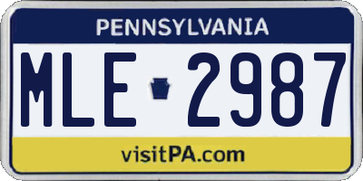PA license plate MLE2987