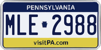 PA license plate MLE2988