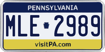 PA license plate MLE2989