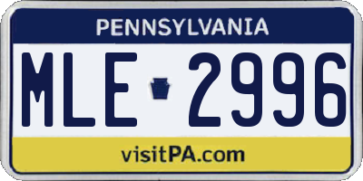 PA license plate MLE2996