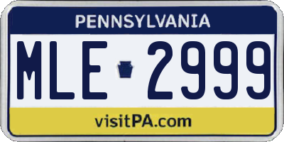 PA license plate MLE2999