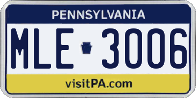 PA license plate MLE3006
