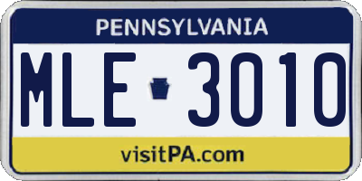 PA license plate MLE3010