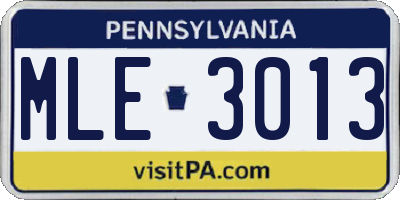 PA license plate MLE3013