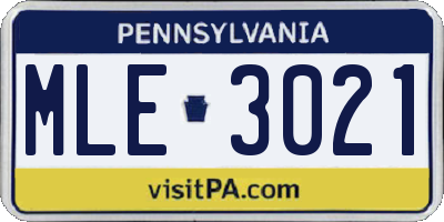 PA license plate MLE3021