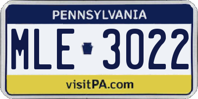 PA license plate MLE3022
