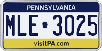 PA license plate MLE3025