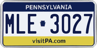 PA license plate MLE3027