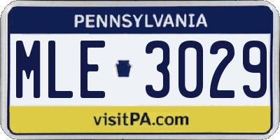 PA license plate MLE3029