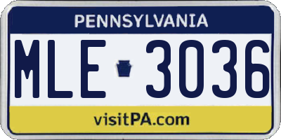 PA license plate MLE3036