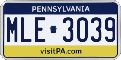 PA license plate MLE3039
