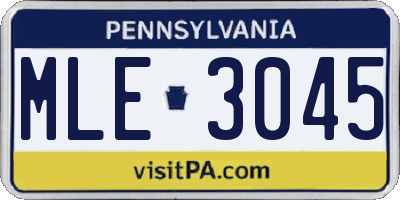 PA license plate MLE3045