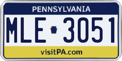 PA license plate MLE3051