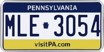 PA license plate MLE3054
