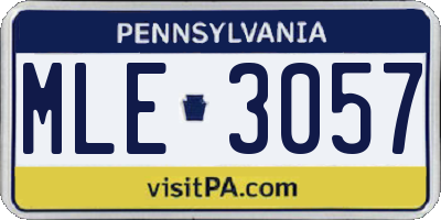 PA license plate MLE3057