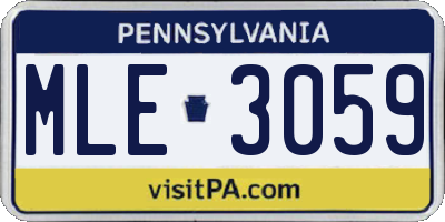 PA license plate MLE3059