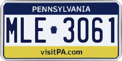 PA license plate MLE3061