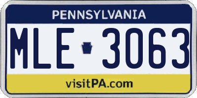 PA license plate MLE3063