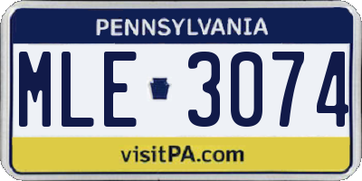 PA license plate MLE3074