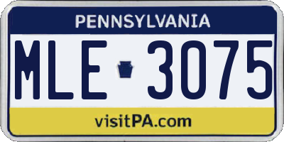 PA license plate MLE3075