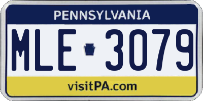 PA license plate MLE3079