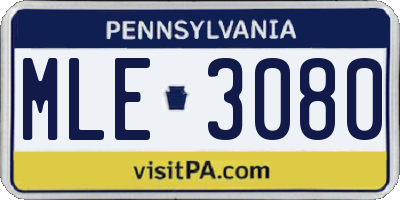 PA license plate MLE3080