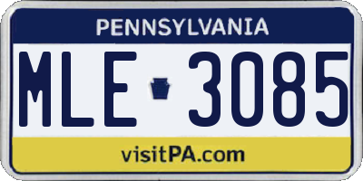 PA license plate MLE3085
