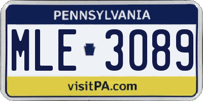 PA license plate MLE3089