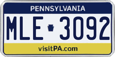 PA license plate MLE3092