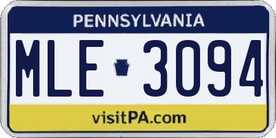 PA license plate MLE3094