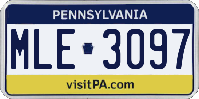 PA license plate MLE3097